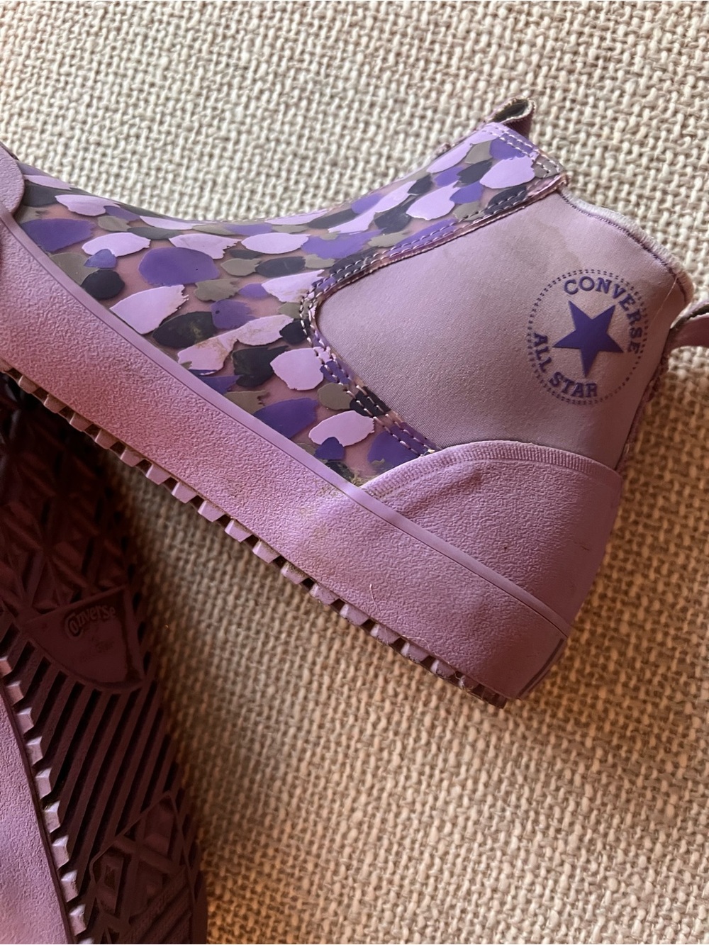 Converse All Star Purple Floral Waterproof High Top Boots Kids Size 4